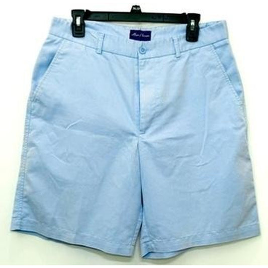 Alan Flusser Mens Chino Shorts Size 34 Light Blue Cotton Blend Flat Front