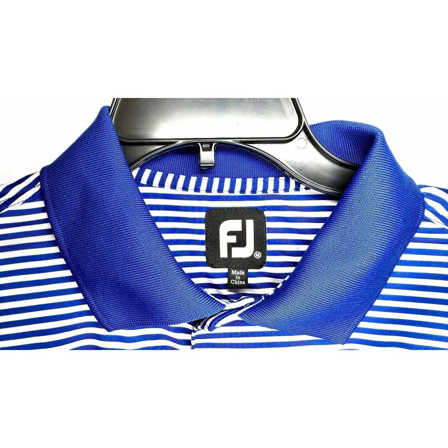 FootJoy FJ Blue & White Stripe Short Sleeve Mens Size M Golf Polo Active Shirt