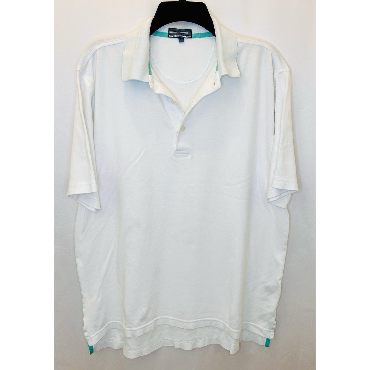 Alan Flusser Golf Shirt / White / Pearl Washed Cotton / Men’s L Large