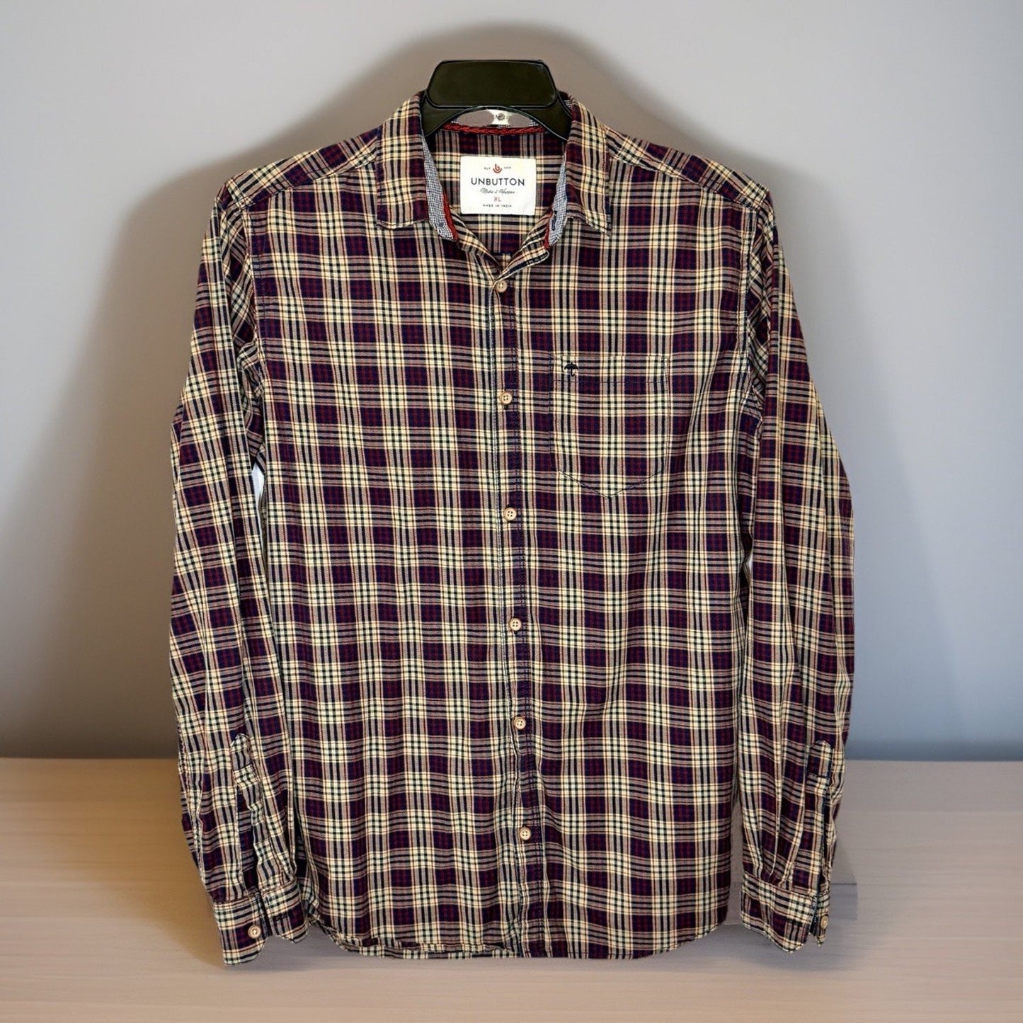 Unbutton Men’s XL Slim Fit Plaid Button Up Shirt