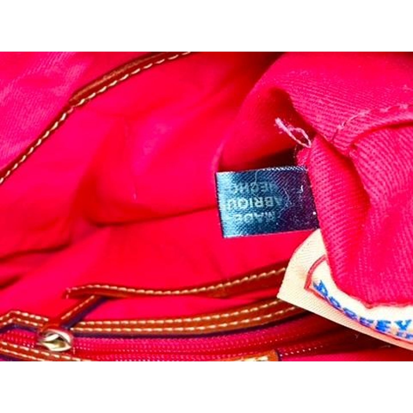 Dooney & Bourke Black Nylon Crossbody Bag Red Lining Brown Leather Strap