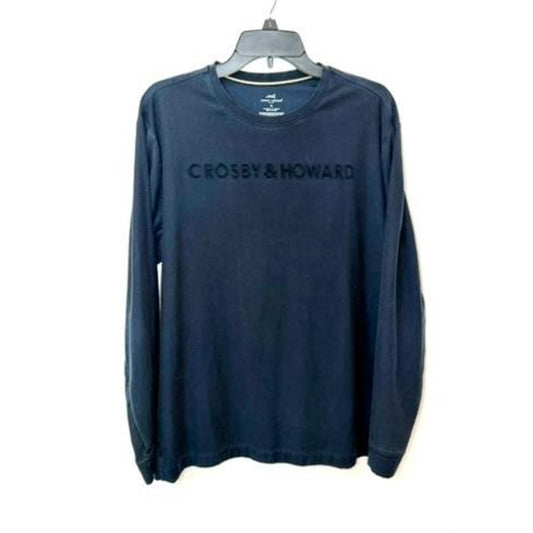 Crosby & Howard Mens XL Long Sleeve T-Shirt Navy Blue Embroidered Logo Cotton