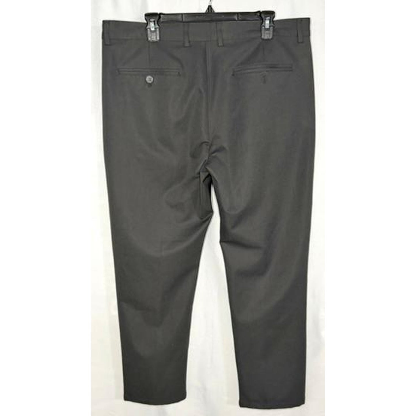Essyshe Slim Fit Dress Pants Mens 36x28 Dark Gray Flat Front Polyester Trousers