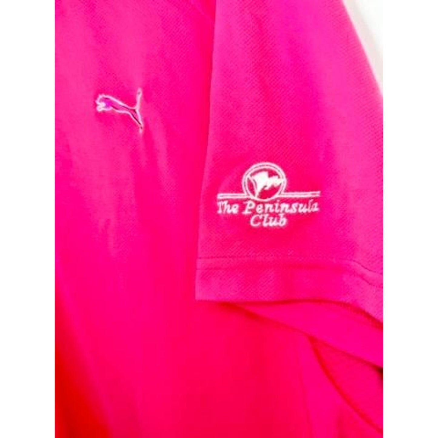 Puma Golf Shirt Mens XL Pink Dry Cell Polo The Peninsula Club Short Sleeve