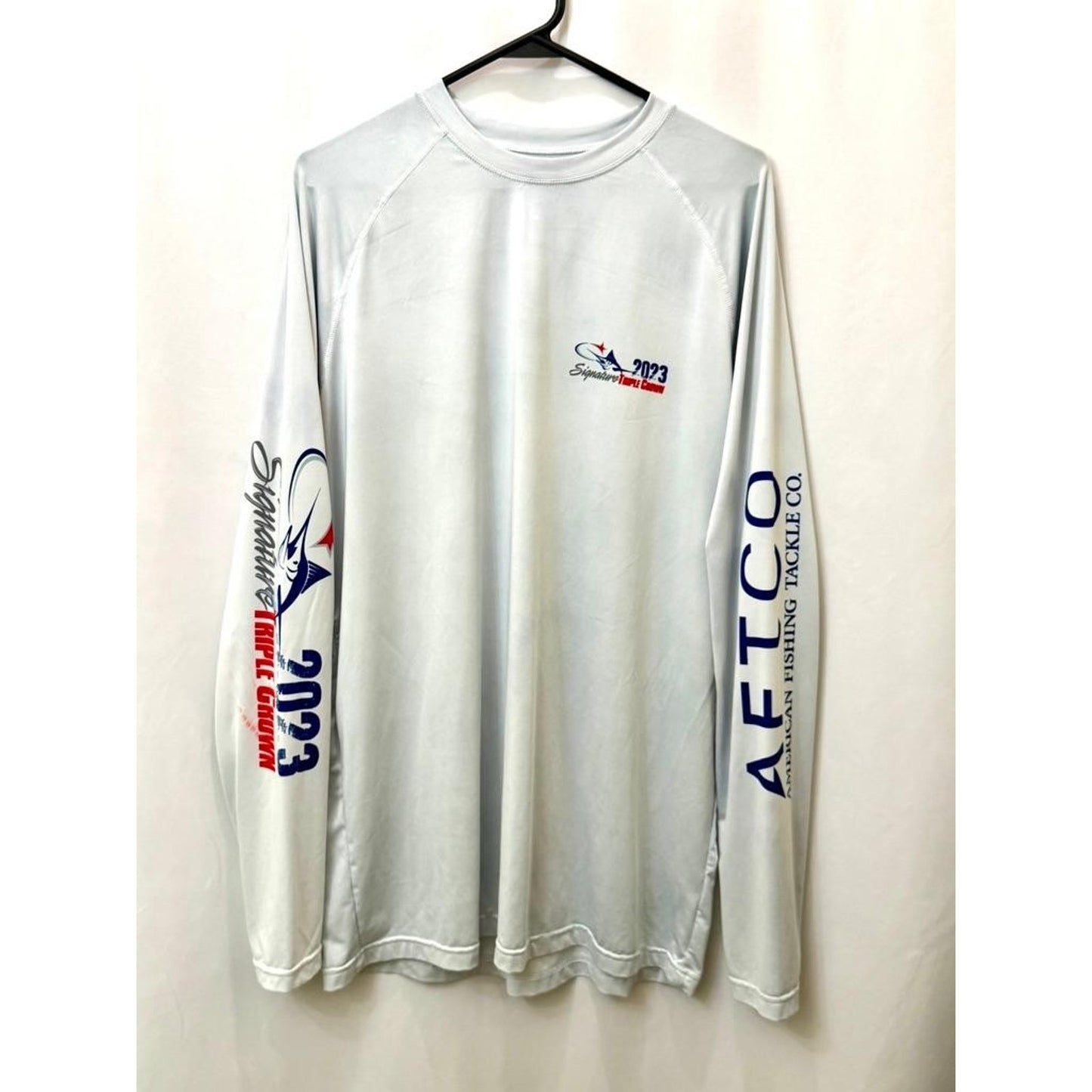 AFTCO Signature Triple Crown 2023 Fishing Shirt Mens Large Gray Long Sleeve