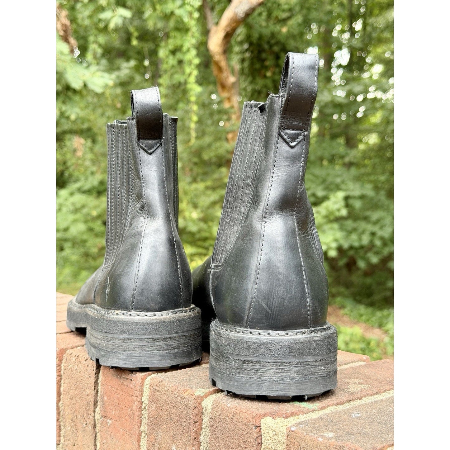 AllSaints Bloom Men's Chelsea Boots Washed Black Leather Lug Sole Size 46 US 13