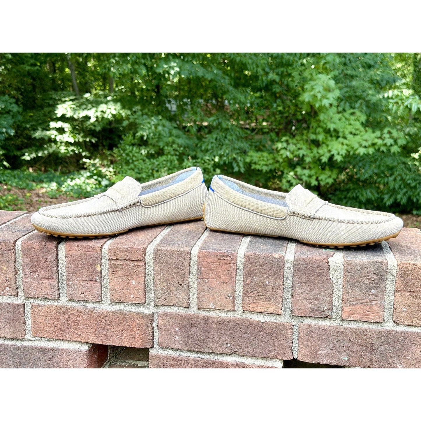 Rothy's The Driving Loafer Mens 12.5 Barley Beige Slip On Knit Shoes Worn Once
