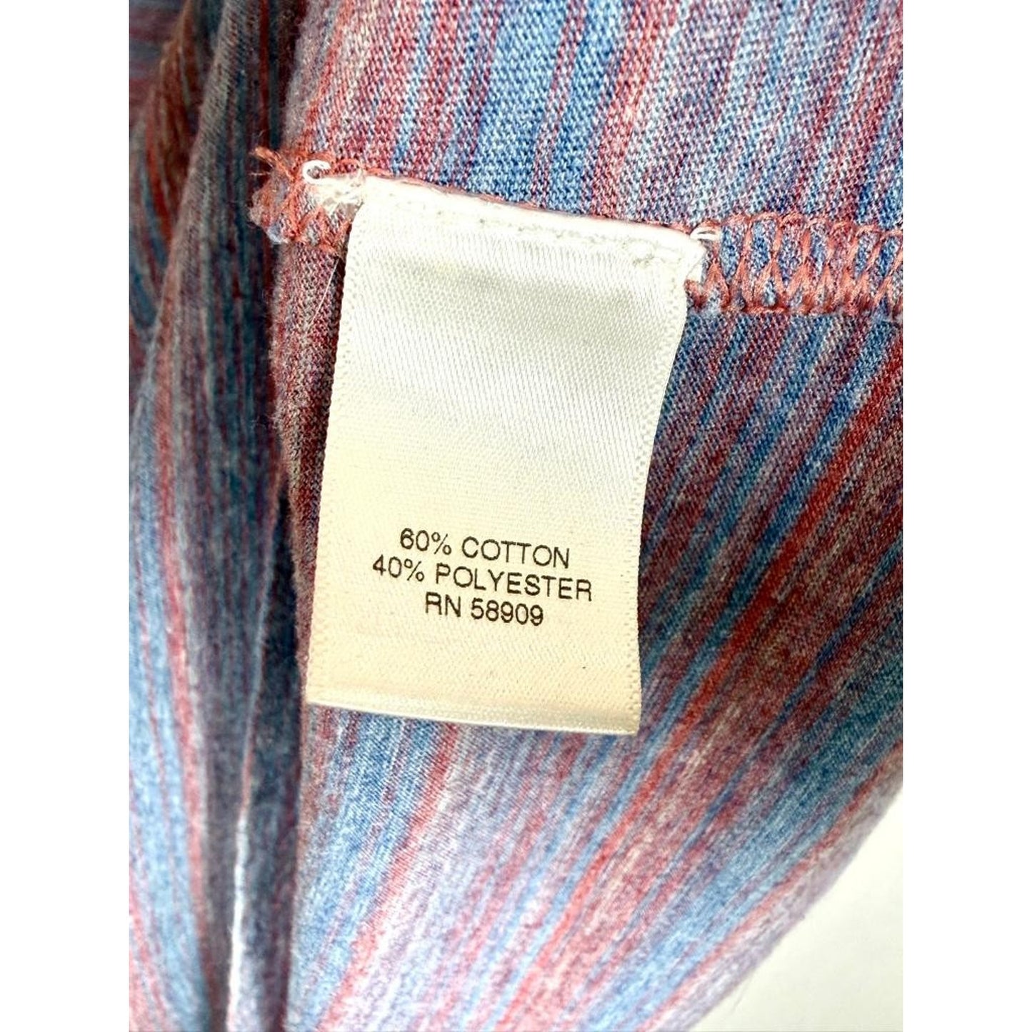 ROWM Striped T-Shirt Mens XL Blue Red Heathered Crew Neck Short Sleeve Cotton