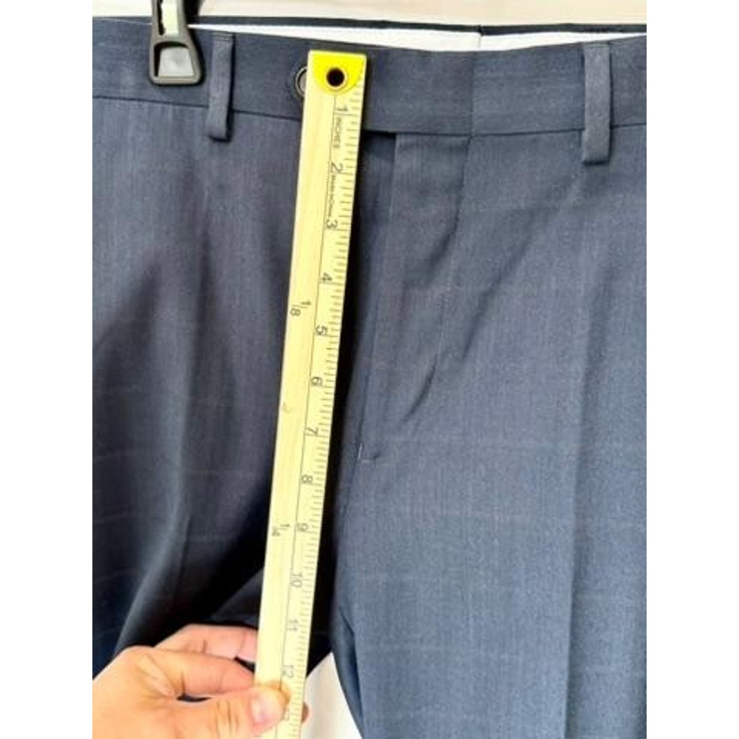 Ralph Lauren Dress Pants Mens 34x30 Navy Blue Plaid Stretch Flat Front Trousers
