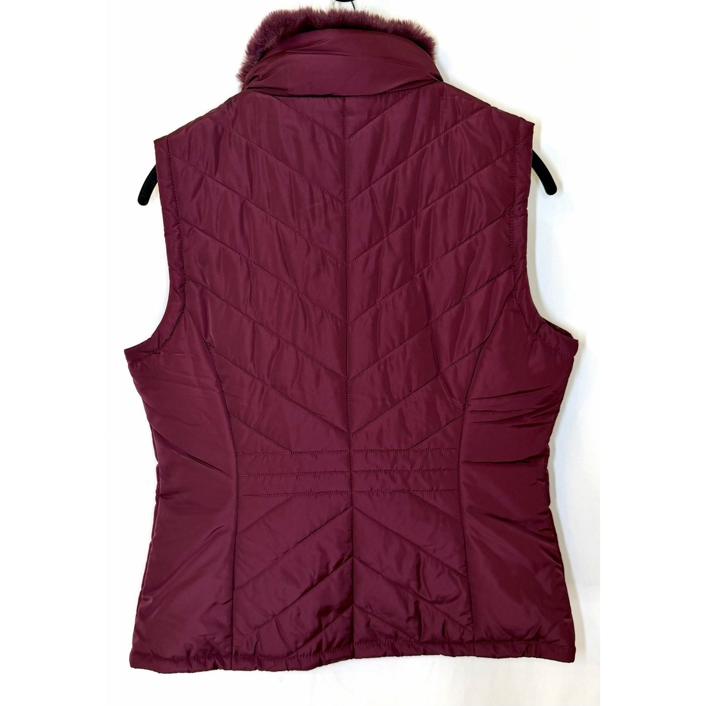 Calvin Klein Burgundy Puffer Vest Zip Front Zip Pockets Polyester Size Medium