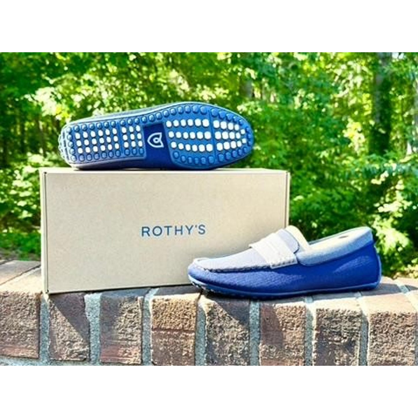 Rothys The Driving Loafer Amalfi Blue Slip On Shoes Mens Size 7.5 NIB