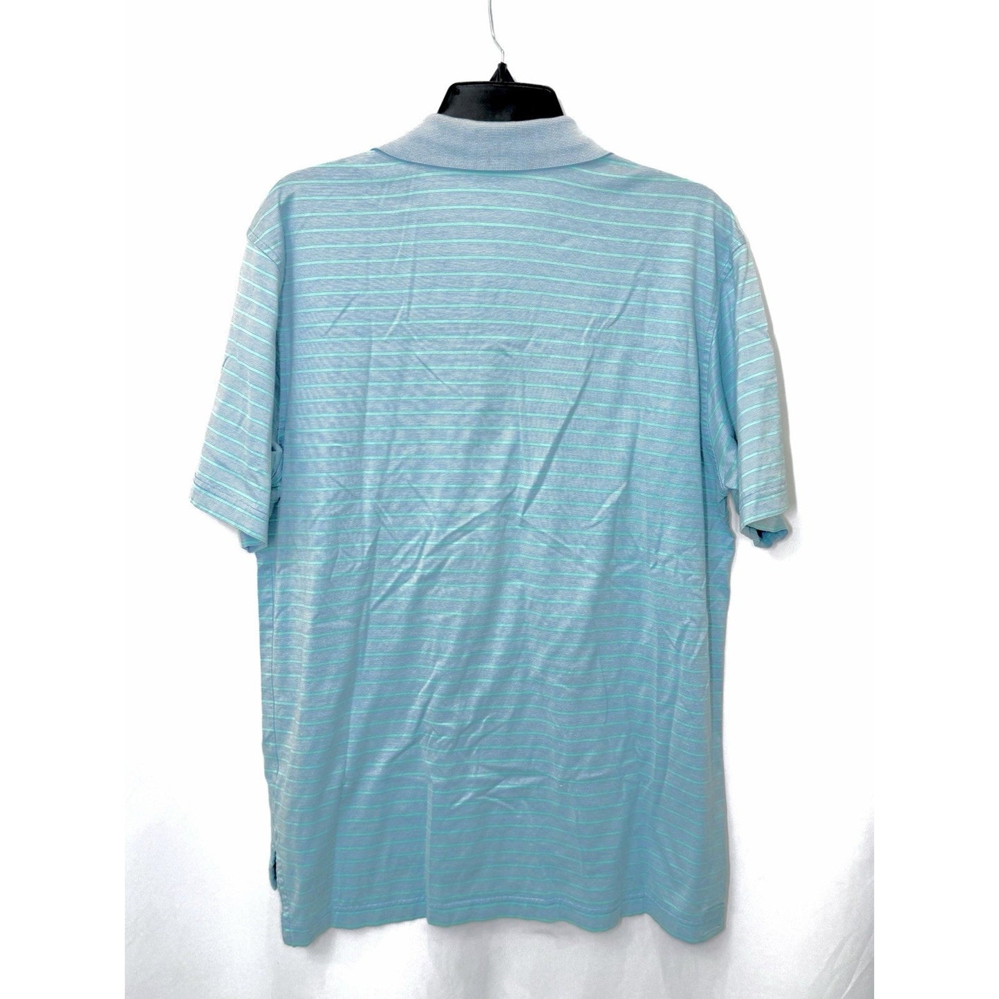 Peter Millar Performance Polo Mens Medium M Striped Blue Short Sleeve Excellent