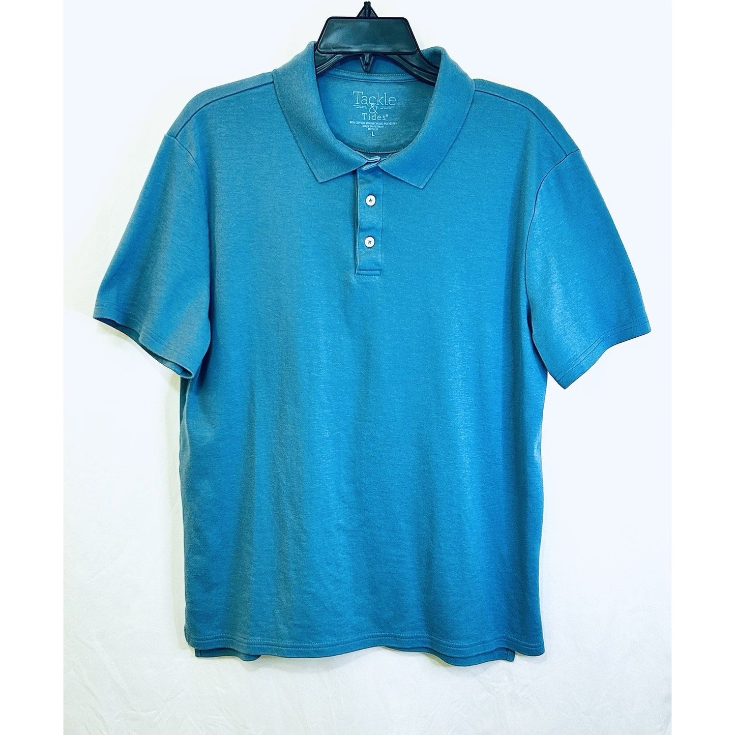 TACKLE & TIDES Mens Ribbed Collar S/S Polo Shirt / Royal Blue / Men’s Large