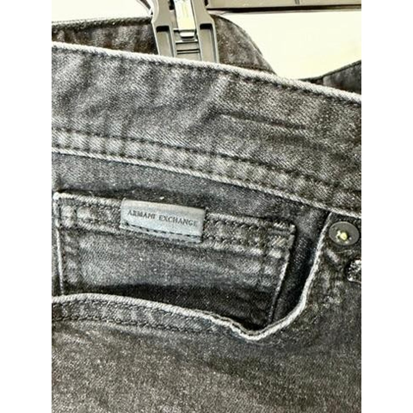 Armani Exchange J14 Skinny Jeans Mens 36 Black Denim Stretch Pants