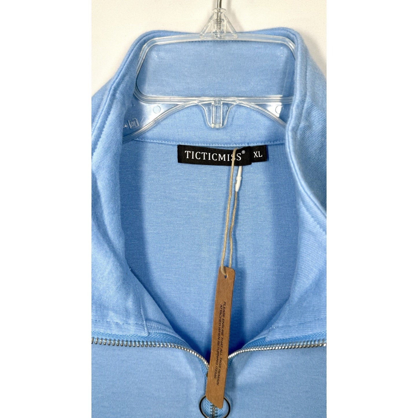 Ticticmiss Women’s Long Sleeve Quarter Zip Up Pullover / Women’s XL / Baby Blue