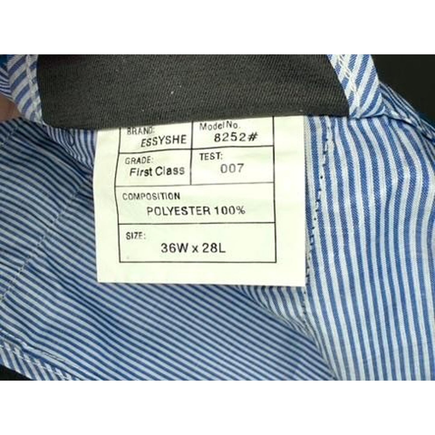 Essyshe Slim Fit Dress Pants Mens 36x28 Dark Gray Flat Front Polyester Trousers