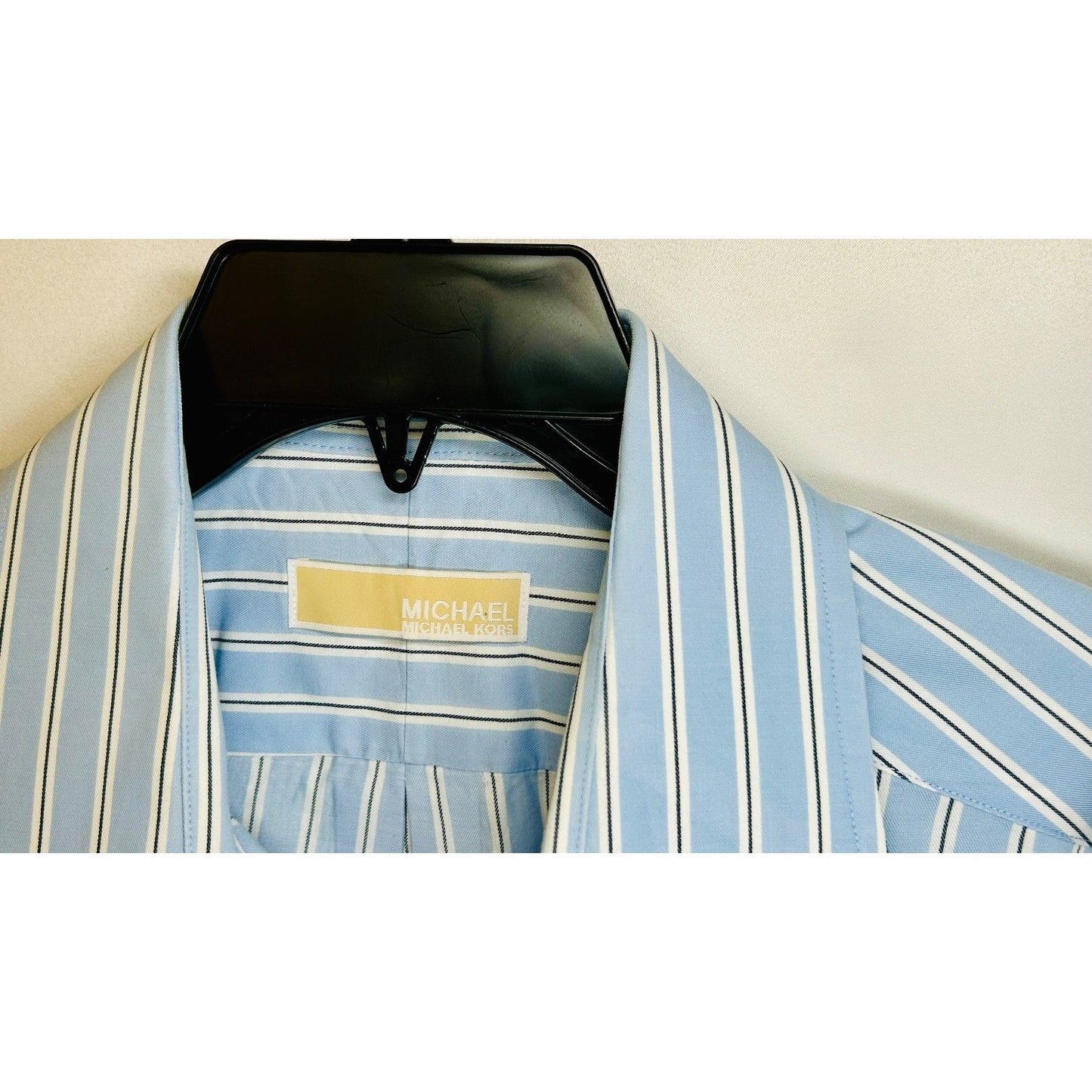 Michael Kors Shirt Mens Dress Shirt Regular Blue White Striped SZ 17 1/2