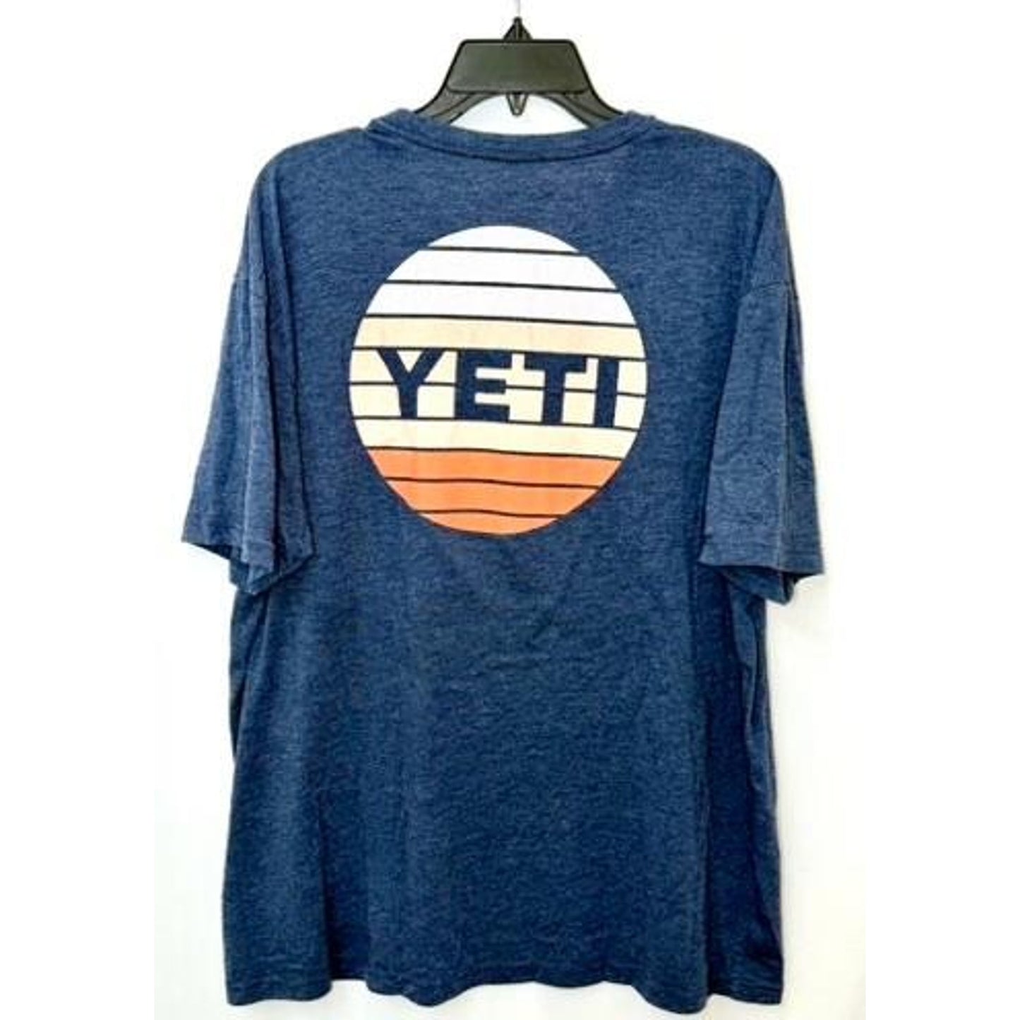 YETI Coolers Sunset Logo T-Shirt Mens XXL Blue Heathered Tri-Blend Short Sleeve