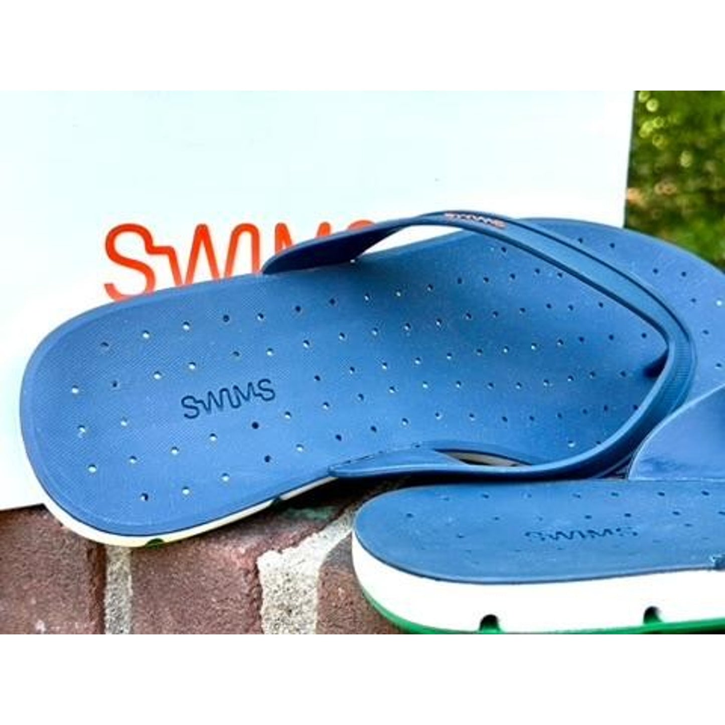 Swims Breeze Thong Sandal Mens 11 Navy Blue Jolly Green Waterproof Flip Flops