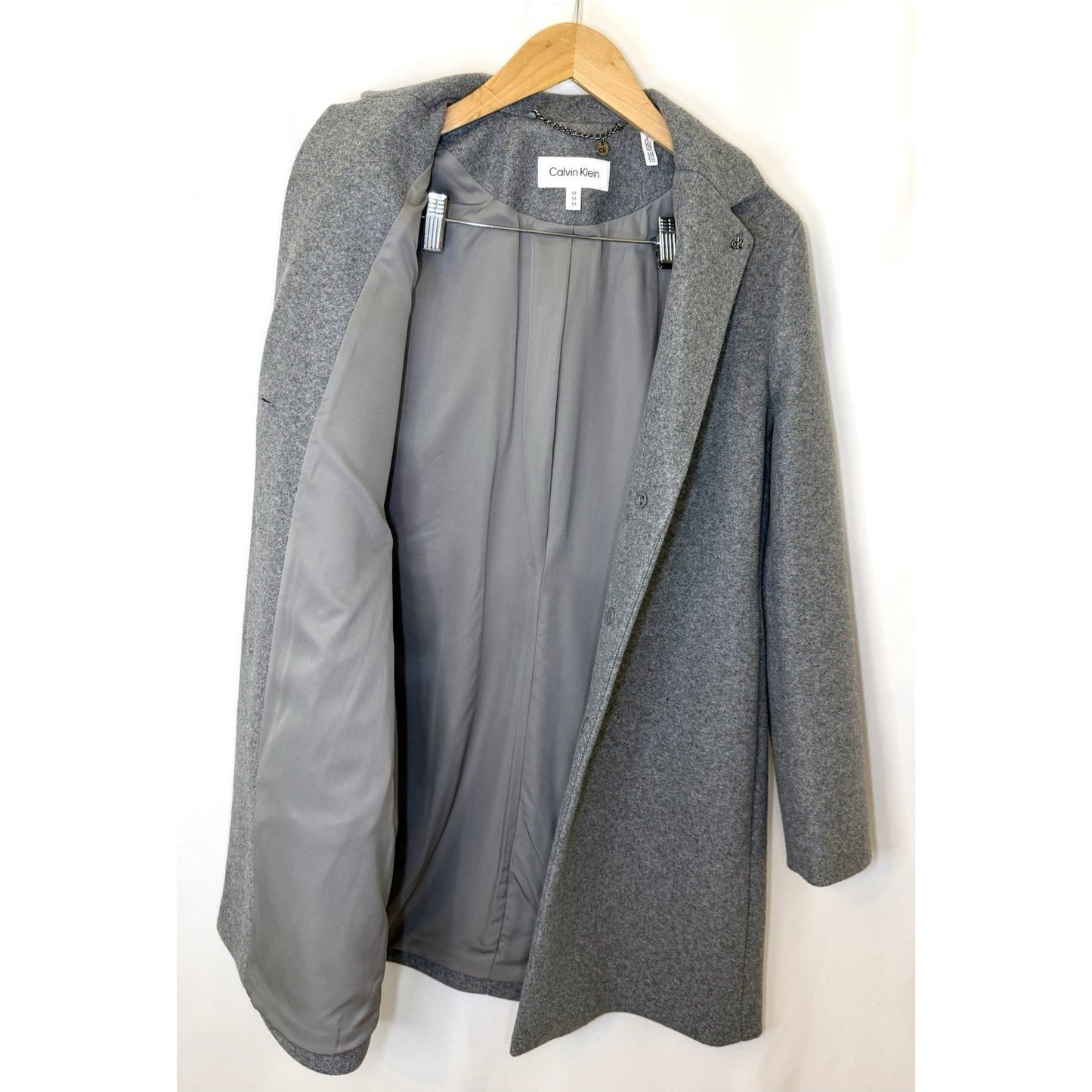 Calvin Klein Gray Double Breasted Mid-Length Pea Coat Women Long Sleeve Size M