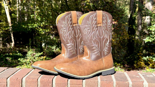 Mens Retro Western Cowboy Boots Embroidered Square Toe Mid Calf Boots Sz 45 / 11