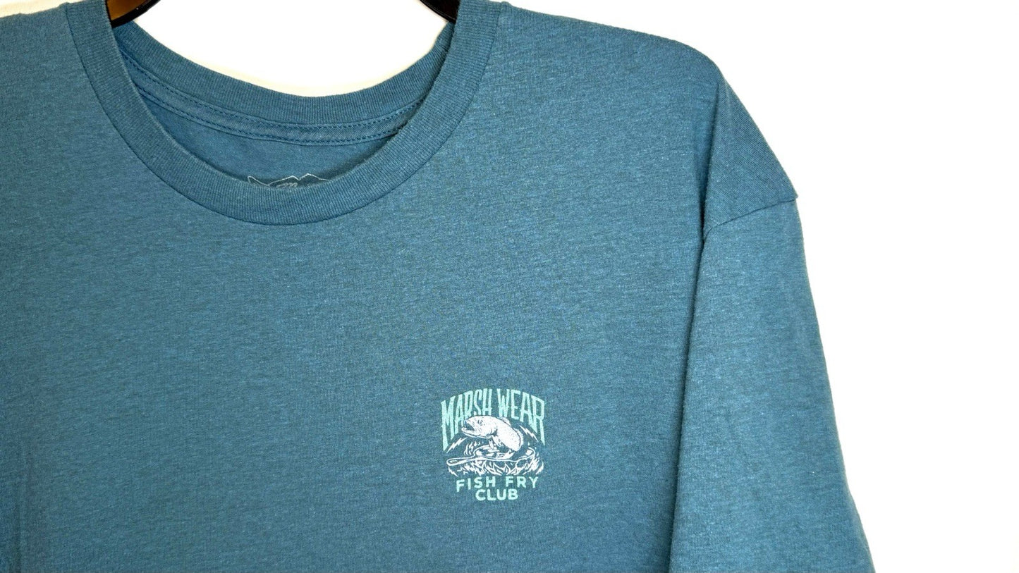 Marsh Wear Fish Fry Short Sleeve Graphic Tee / Men’s Large / Indigo Heather