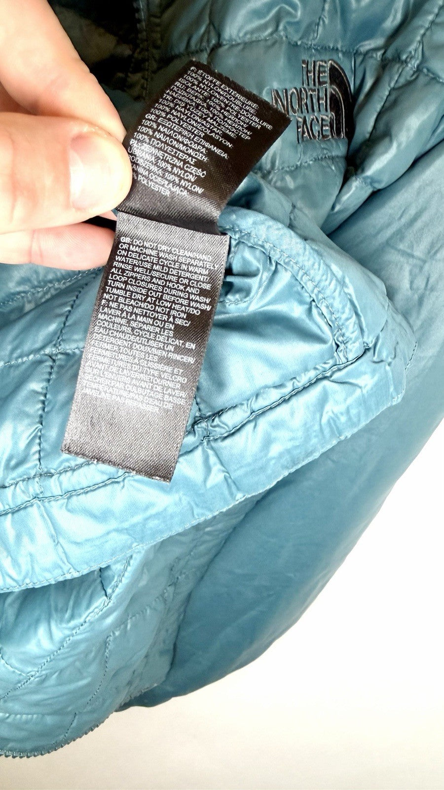 Men’s The North Face Thermoball Full Zip Long Sleeve Quilted Puff Green Jacket S