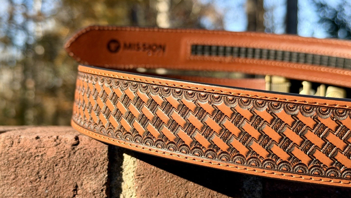 New Mission Belt Sz S Cowboy 40MM Buckle w/REINFORCED FULL GRAIN LEATHER BELT