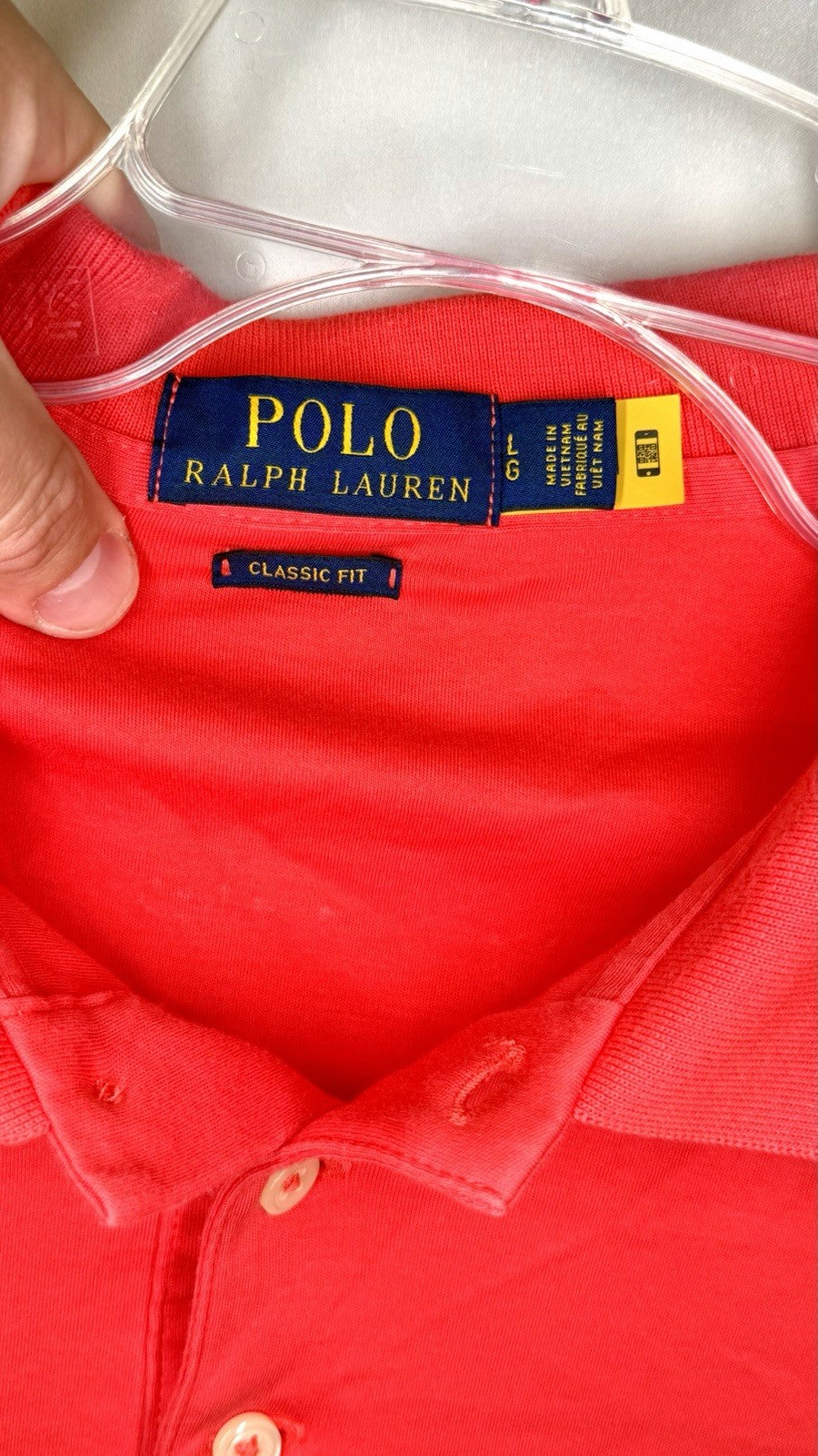 Polo Ralph Lauren Red Short Sleeve Polo Shirt Blue Pony Men's Large Performance