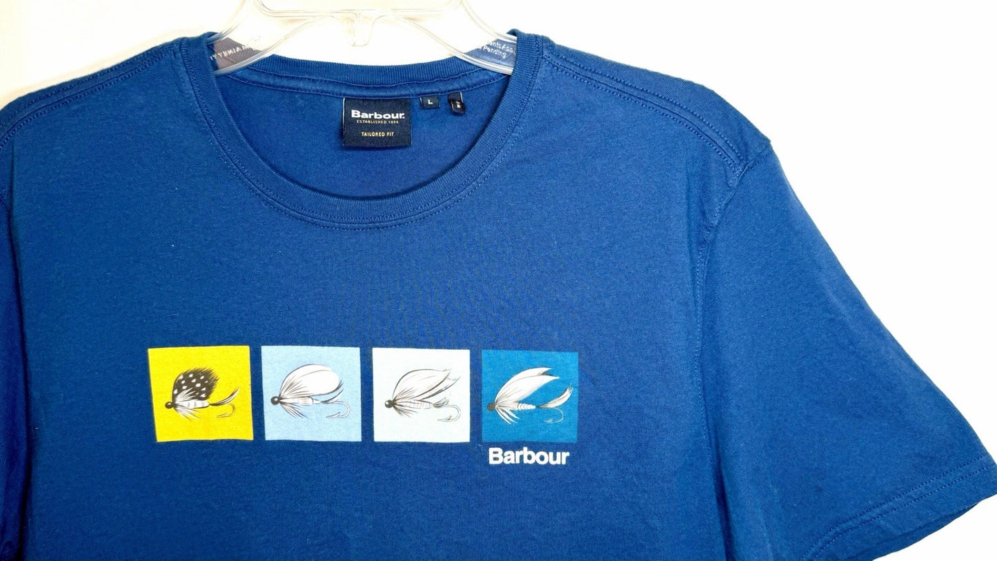BARBOUR T-Shirt Fish Fly Tee /  Estate Blue / Men’s Size Large