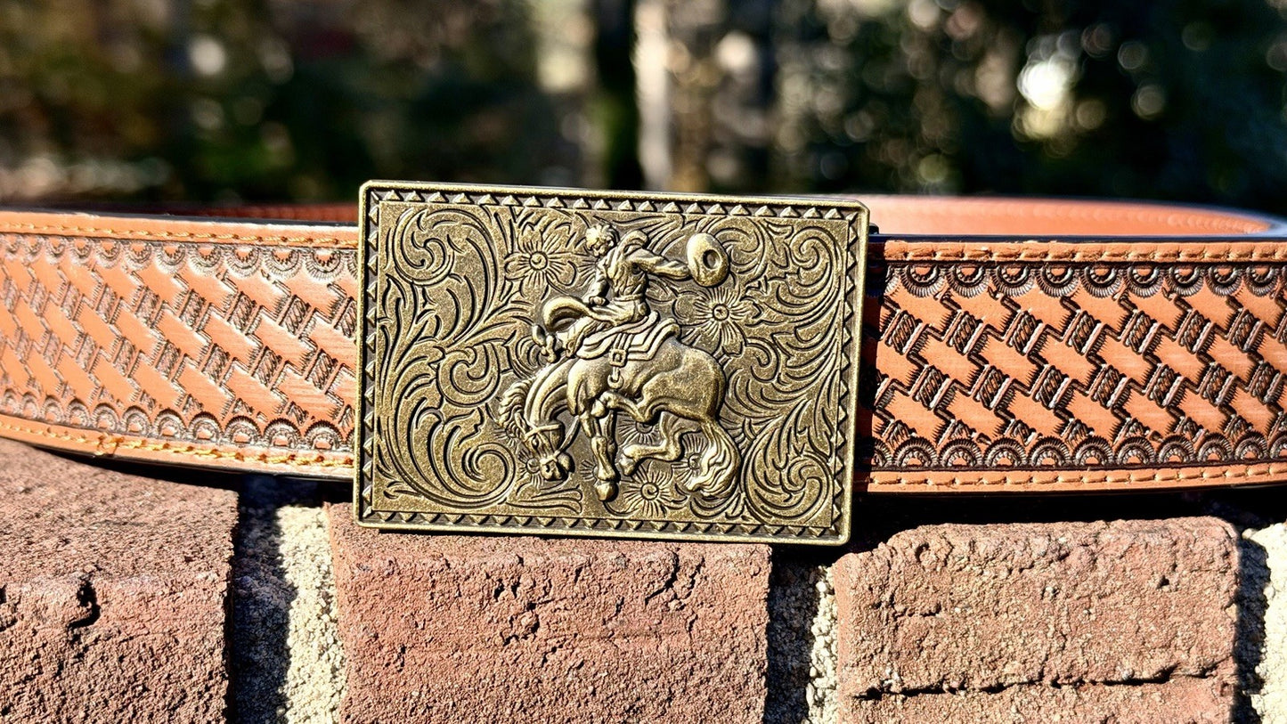 New Mission Belt Sz S Cowboy 40MM Buckle w/REINFORCED FULL GRAIN LEATHER BELT