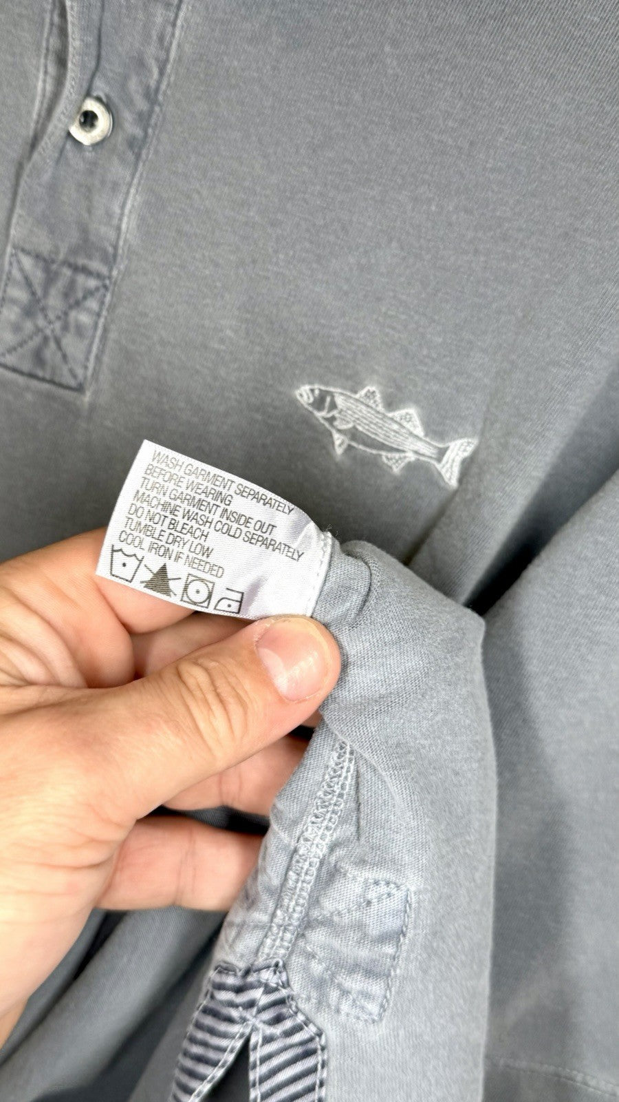 Orvis Vintage Mens Large Polo Shirt Grey Short Sleeve 100% heavy cotton