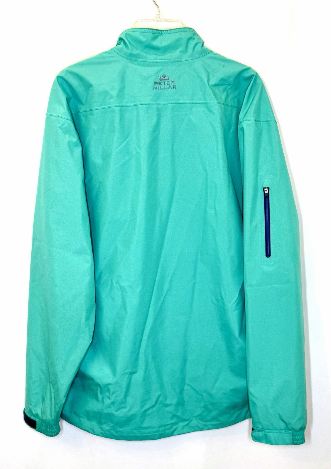 Peter Millar Element 4 Water Full Zip Teal Zip Pockets Golf Windbreaker Jacket L
