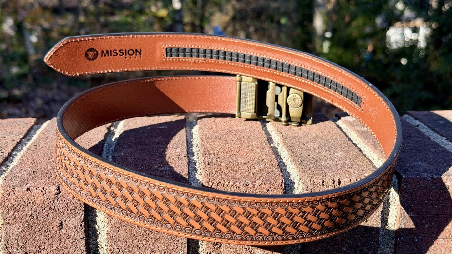 New Mission Belt Sz S Cowboy 40MM Buckle w/REINFORCED FULL GRAIN LEATHER BELT