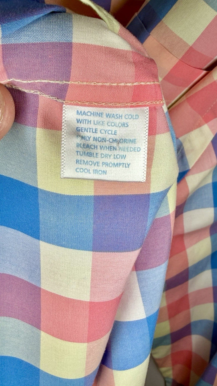 Southern Tide Men's size L Blue Pink Yellow Plaid Long Sleeve Button Down Shirt