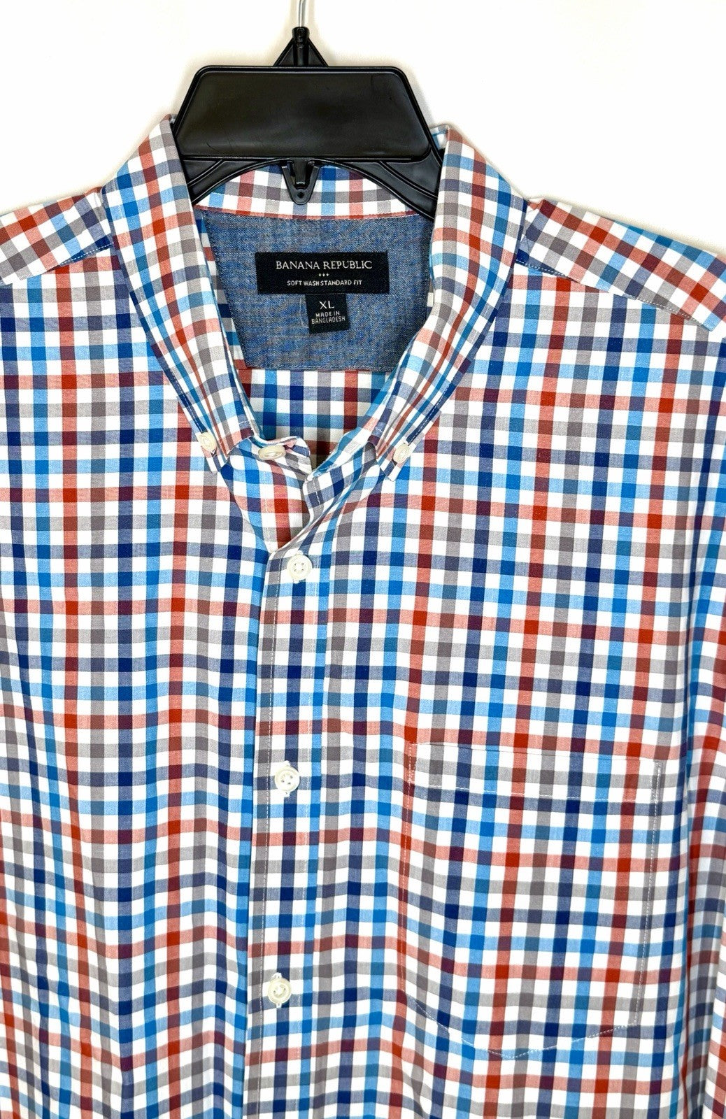 Banana Republic Non-Iron Slim Fit Men's Classic Check  Long Sleeve Shirt Size XL