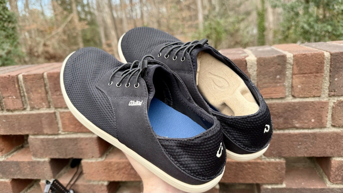 Olukai Mens Nohea Moku Slip On Black/White Logo Size 8.5 M (New/$120 Retail)