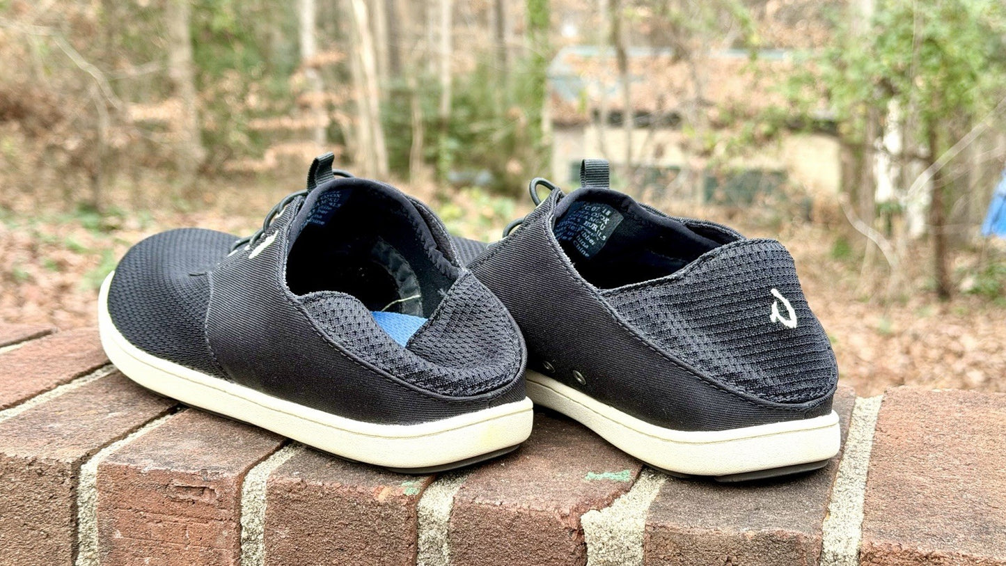 Olukai Mens Nohea Moku Slip On Black/White Logo Size 8.5 M (New/$120 Retail)