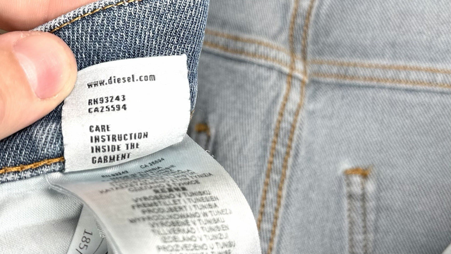 Diesel Jeans Distressed 2019 D-Strukt Mens 34x32 Slim Blue Cotton Blend Denim