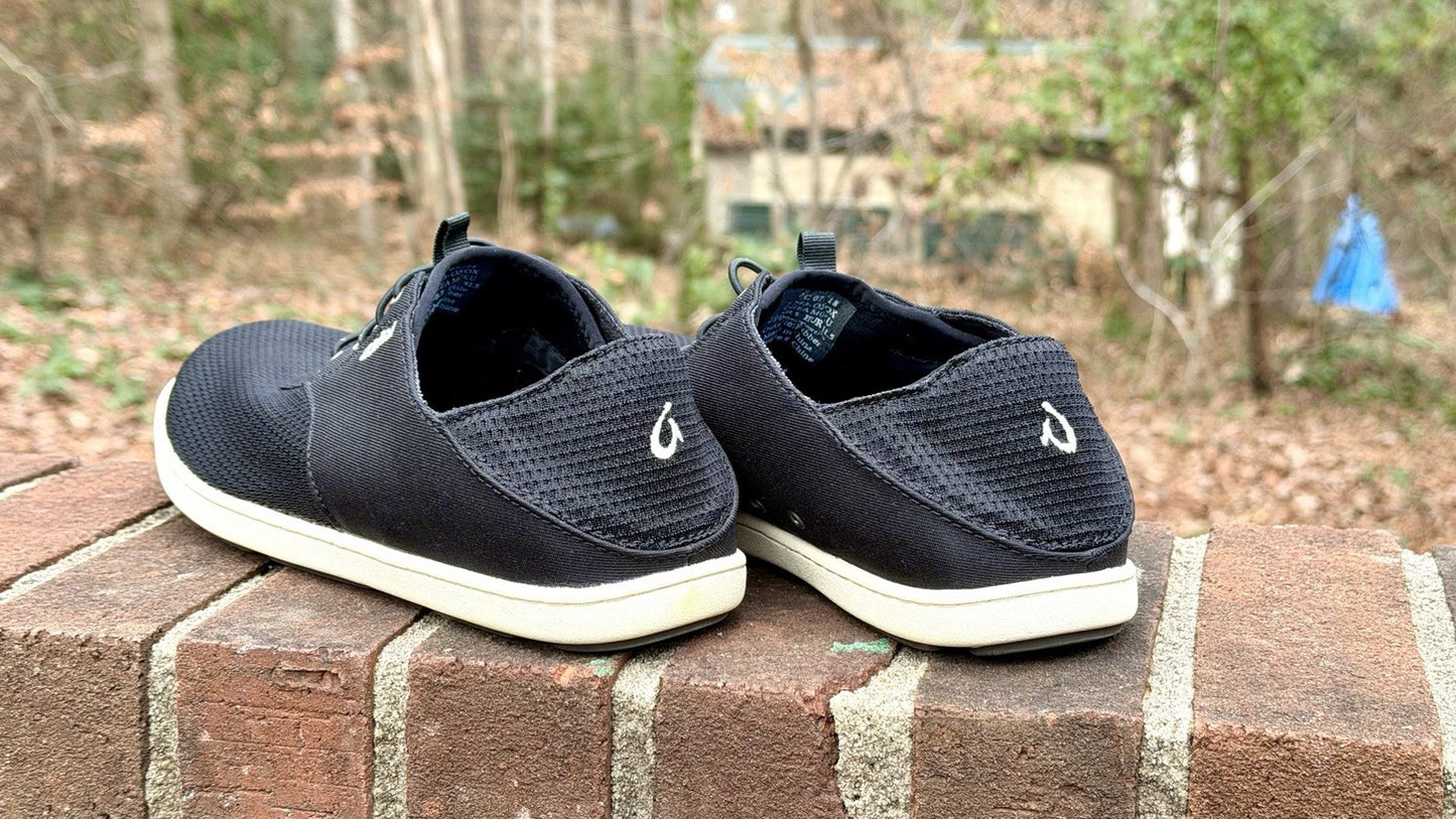 Olukai Mens Nohea Moku Slip On Black/White Logo Size 8.5 M (New/$120 Retail)