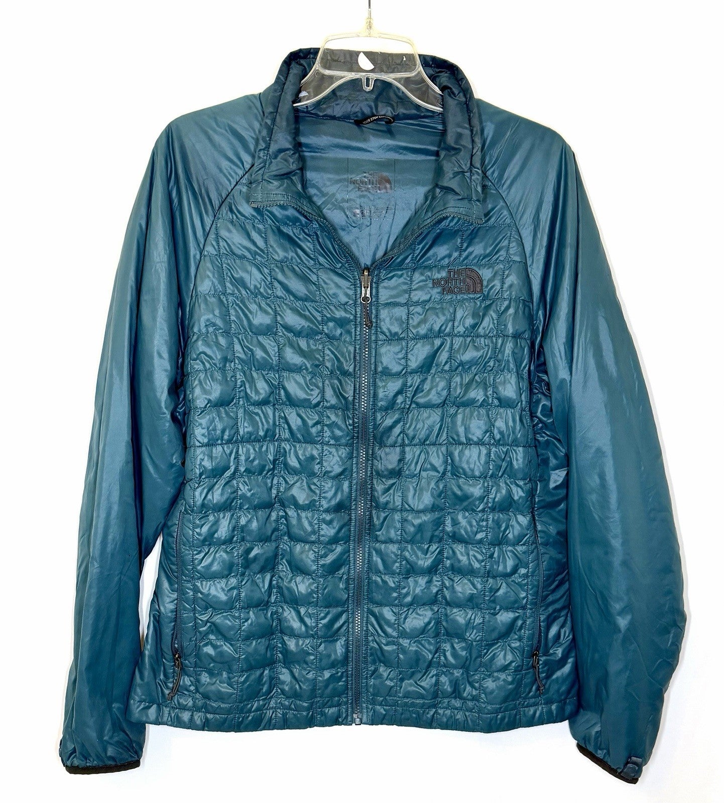 Men’s The North Face Thermoball Full Zip Long Sleeve Quilted Puff Green Jacket S