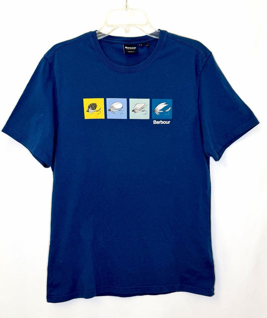 BARBOUR T-Shirt Fish Fly Tee /  Estate Blue / Men’s Size Large