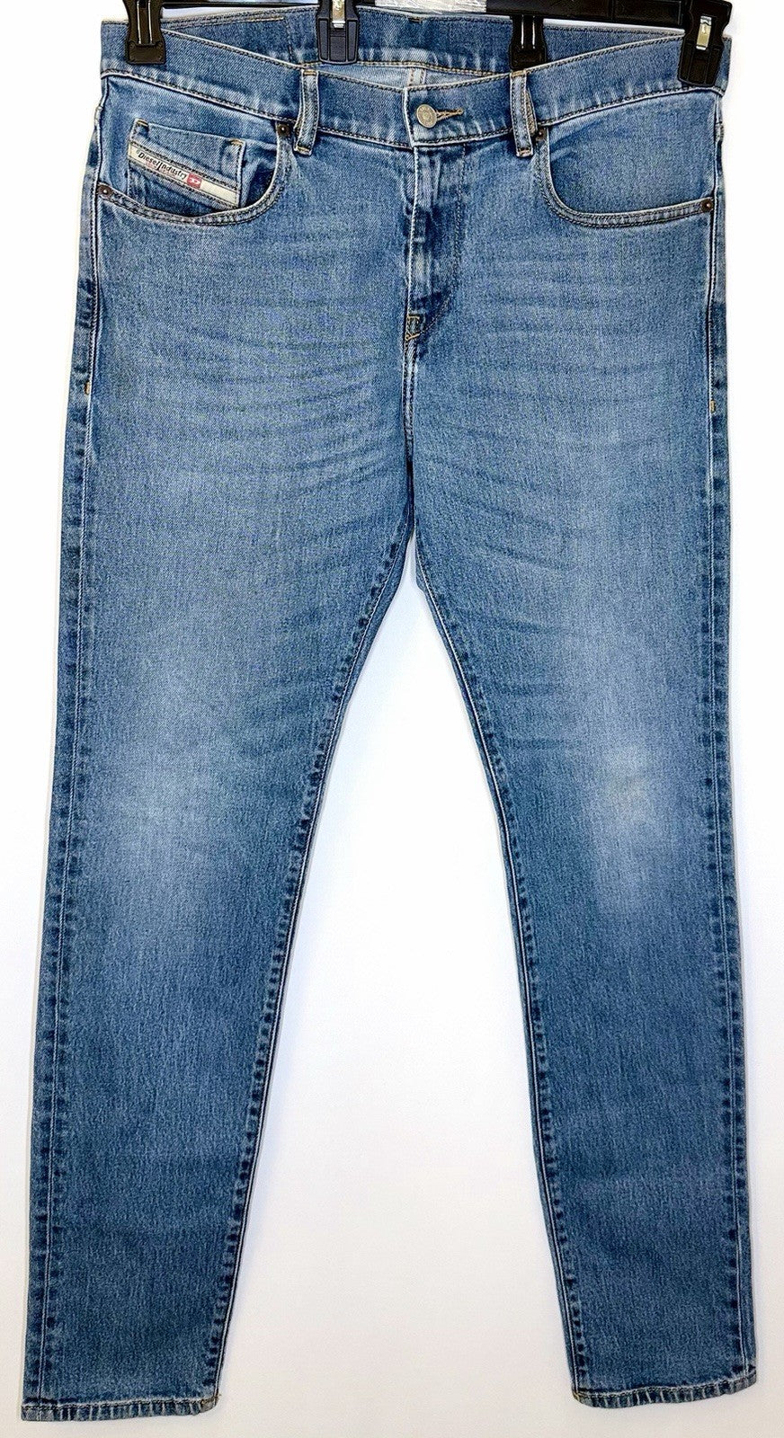 Diesel Jeans Distressed 2019 D-Strukt Mens 34x32 Slim Blue Cotton Blend Denim