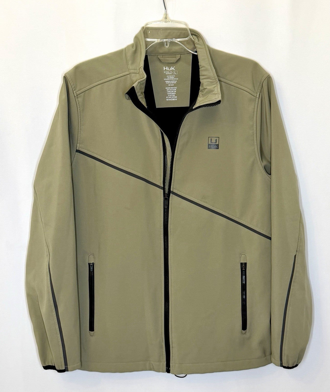 HUK CROSSLAKE WINDBLOCK JACKET / MEN’S SIZE LARGE / OLIVE-BLACK
