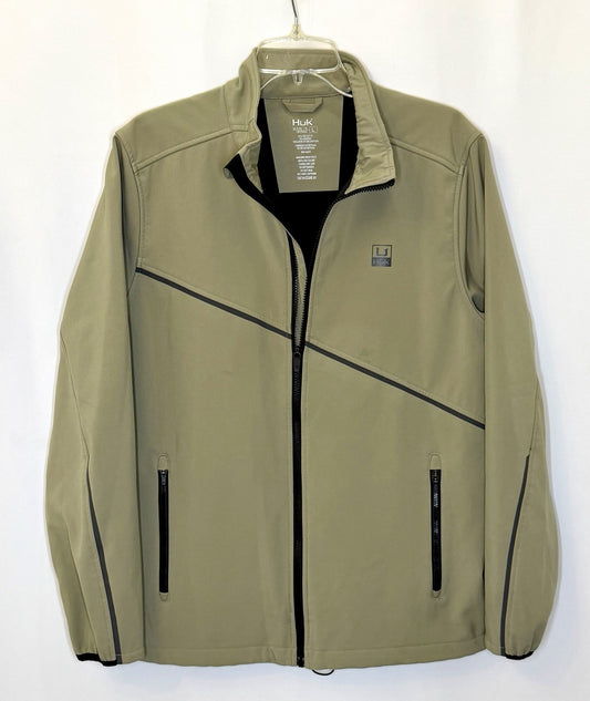 HUK CROSSLAKE WINDBLOCK JACKET / MEN’S SIZE LARGE / OLIVE-BLACK