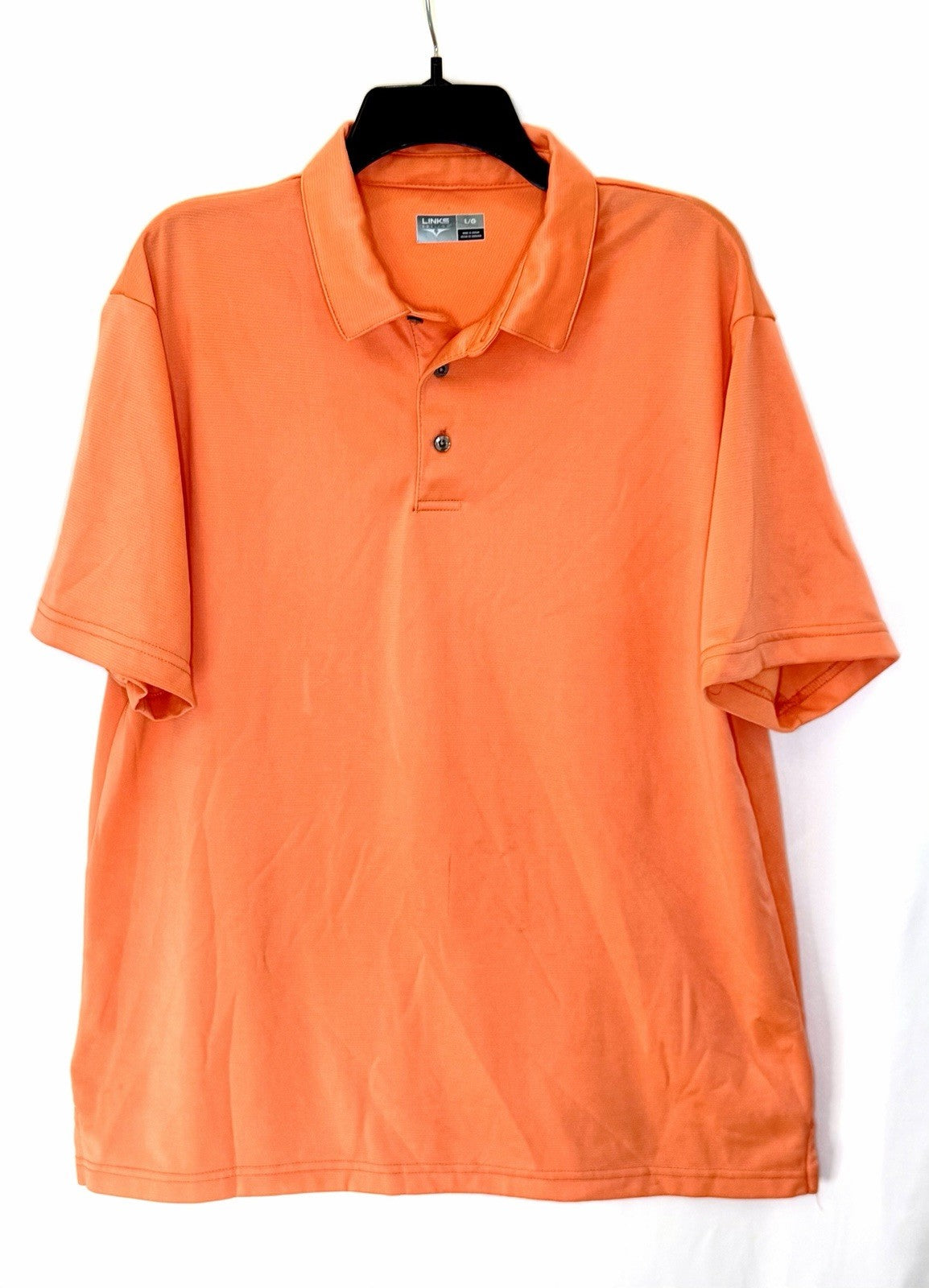 Links Edition Mens Orange Size L Large Golf Polo Shirt Outdoors Adult