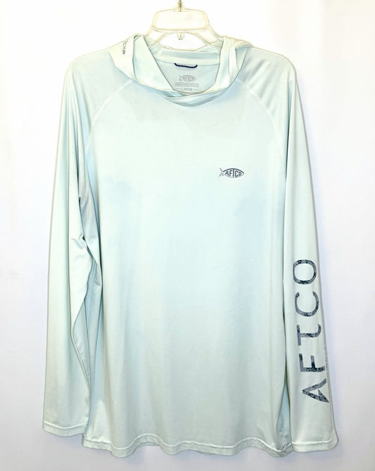 AFTCO Samurai 2 Hooded Long Sleeve UV Shirt / Canary Green Heather / Men’s Large