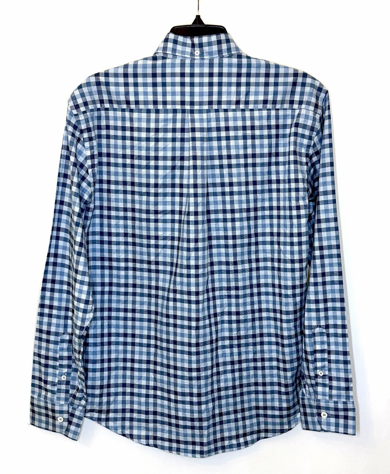Billy Reid Men's 100% Linen Standard Cut Blue Plaid Italian Shirt Size Medium