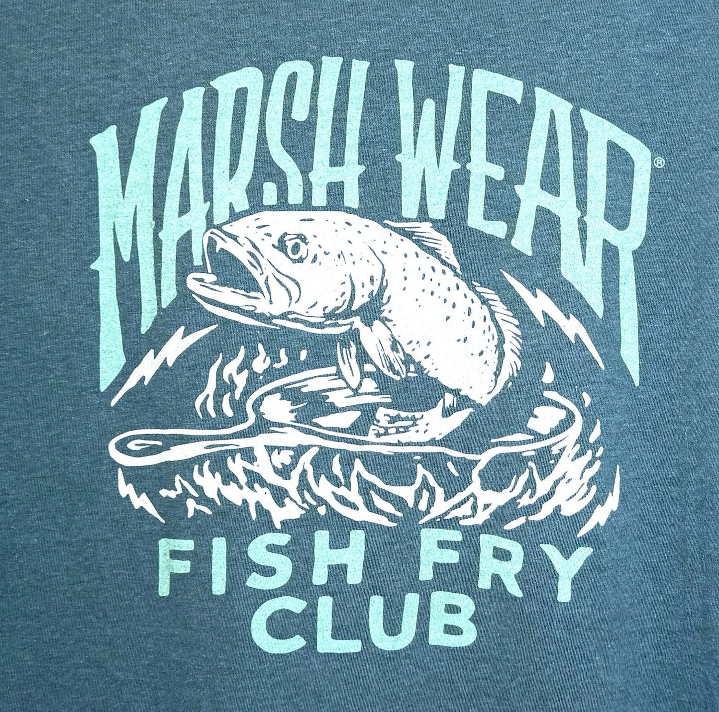 Marsh Wear Fish Fry Short Sleeve Graphic Tee / Men’s Large / Indigo Heather