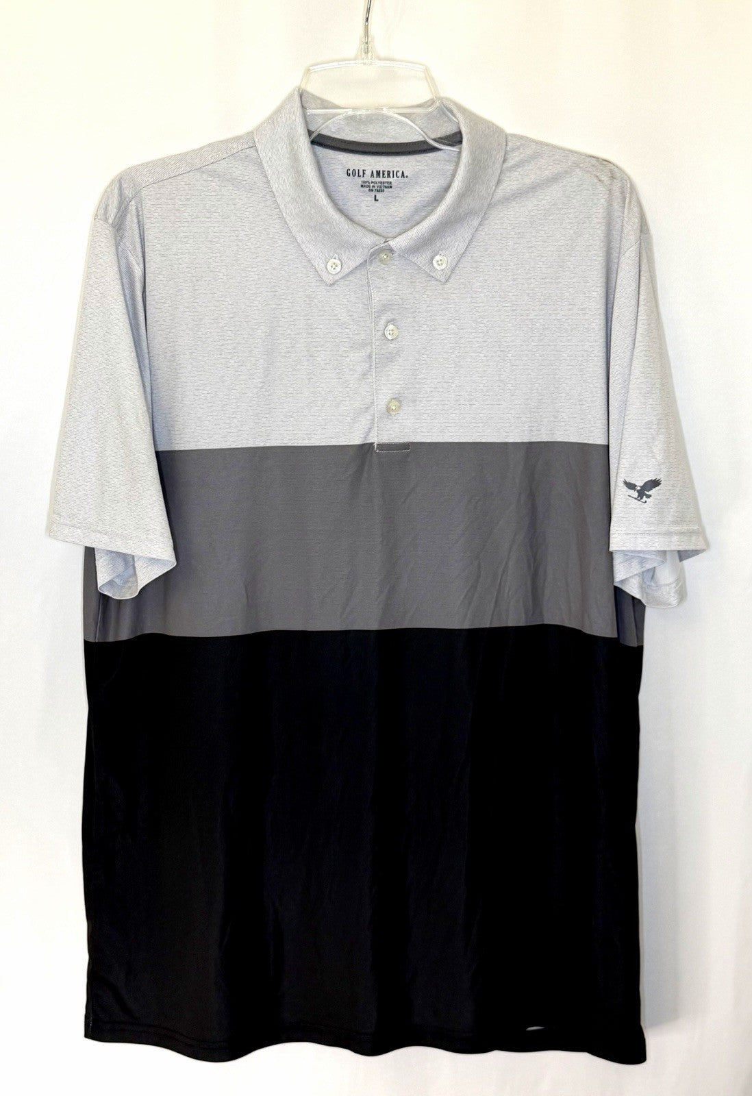 Golf Of America Polo Men’s Large Grey/Black Performance Shirt